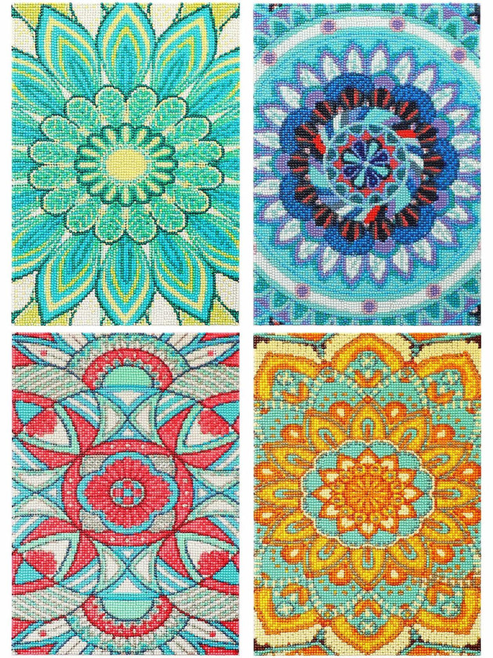 Tioncy 4 Pcs Diamond Painting Kits 11.8x15.8in Mandala Flower Wall Art by Deal US