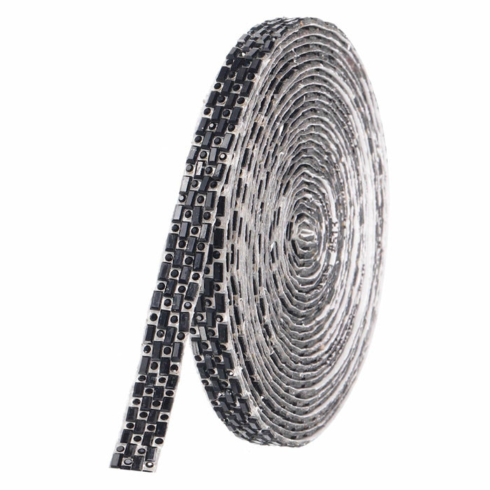 MECCANIXITY 10mm Self Adhesive Crystal Rhinestone Ribbon 5 Yards Black by Deal US