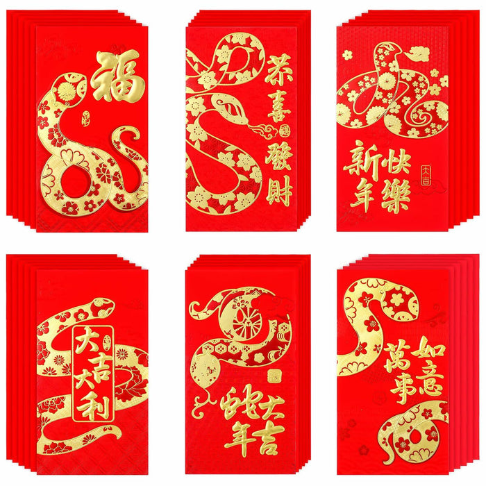 Marspark 36pcs 2025 Lunar Snake Year Red Envelopes Lucky Money Red by Deal US