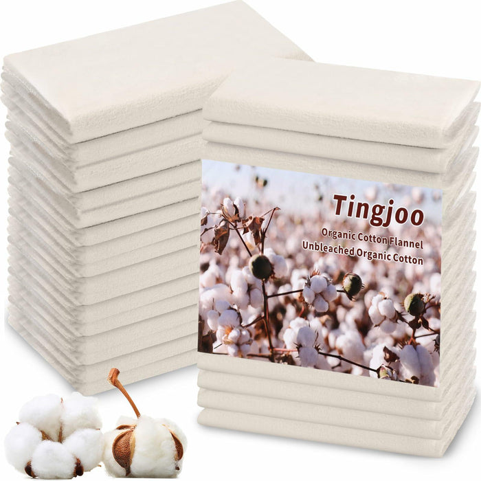 Tingjoo Organic Cotton Flannel Castor Oil Wrap 24 Pcs 15x13 Unbleached by Deal US