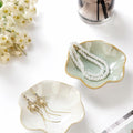 2PCS Lotus Leaf Ring Holder Dish Ceramic Trinket Tray White Light Green by Deal US