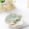 2PCS Lotus Leaf Ring Holder Dish Ceramic Trinket Tray White Light Green by Deal US