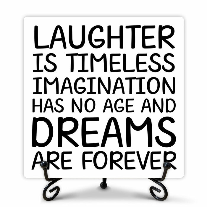Funny Desk Decor Laughter is Timeless Sign Home Office 5x5 Inches by Deal US