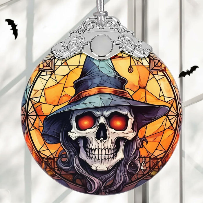 Terrifying Skull Christmas Ornament Stained Glass Holiday Decoration by Deal US