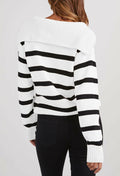 Pink Queen Autumn Striped Knitted Sweater White Stripe Pullover Size L by Deal US