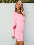luvamia Womens One Shoulder Ruched Bodycon Dress Pink XL Size 16-18 by Deal US