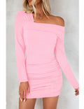 luvamia Womens One Shoulder Ruched Bodycon Dress Pink XL Size 16-18 by Deal US
