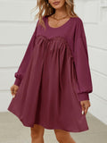 Wenrine Womens Long Sleeve Sweatshirt Dress Patchwork Wine Red S by Deal US