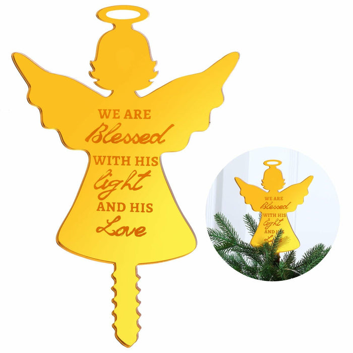 Gerrii Angel Christmas Tree Topper Praying Gold Acrylic Xmas Decor by Deal US