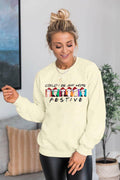 FASHGL Christmas Friends Sweatshirt Women Long Sleeve Apricot by Deal US