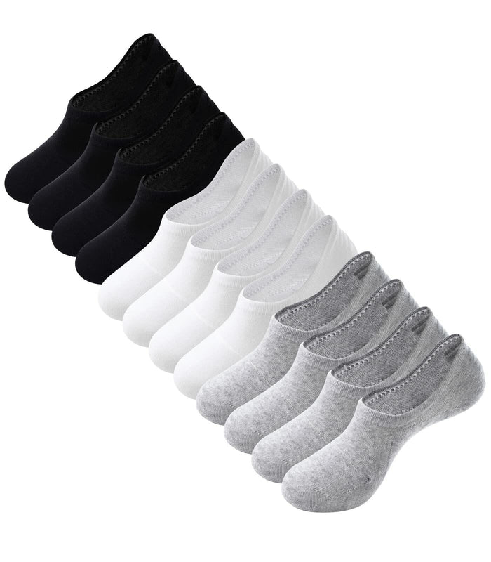 Breslatte No Show Socks Womens Men Soft Cotton Nonslip 6pairs Black Grey White S by Deal US