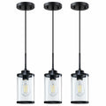 [Like New] RAINLIGHTING 3 Pack Industrial Kitchen Island Pendant Lights Black Clear Grey by Deal US