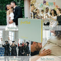 4 in 1 Wedding Guest Book Linen Cover with Pen, Sign Card & Stickers White by Deal US