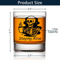 TOUNER Staying Alive Skull Whiskey Glass Clear 10oz Halloween Barware by Deal US
