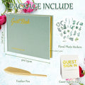 4 in 1 Wedding Guest Book Linen Cover with Pen, Sign Card & Stickers White by Deal US