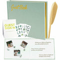 4 in 1 Wedding Guest Book Linen Cover with Pen, Sign Card & Stickers White by Deal US