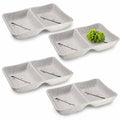 [Like New] Happy Sales HSSD-DBWB4 Dual Sauce Bowls Set of 4 White & Blue Cherry Blossom by Deal US