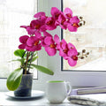ICBOX 38 Inch Purple Artificial Orchids 6 PCS Faux Velvet Flowers Stem by Deal US