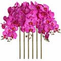 ICBOX 38 Inch Purple Artificial Orchids 6 PCS Faux Velvet Flowers Stem by Deal US