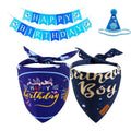 Dog Birthday Party Hats Bandana Double Layer Fabric Large Blue Size L by Deal US
