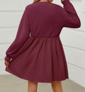 Wenrine Womens Long Sleeve Sweatshirt Dress Patchwork Wine Red, Large by Deal US