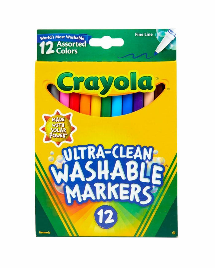 [Like New] Crayola Ultra Clean Fine Line Markers 12ct Washable Colors Arts Crafts by Deal US