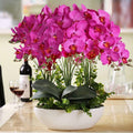 ICBOX 38 Inch Purple Artificial Orchids 6 PCS Faux Velvet Flowers Stem by Deal US