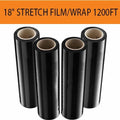 18" Black Stretch Film Wrap 1200ft 500% Stretch Heavy Duty 1 Pack by Deal US