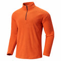 Men's Waffle Quarter Zip Pullover Shirt Mock Neck Sweatshirt Orange Size M by Deal US