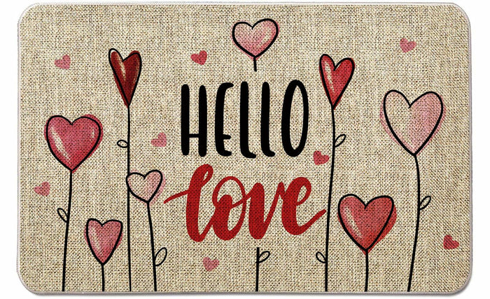 GAGEC Valentines Day Door Mat Hello Love Hearts Decorative 17x27 Inch by Deal US