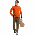 Men's Waffle Quarter Zip Pullover Shirt Mock Neck Sweatshirt Orange Size M by Deal US