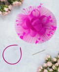 Kidukso Fascinator Hat Women Derby Feather Mesh Headband Rose Red by Deal US