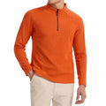 Men's Waffle Quarter Zip Pullover Shirt Mock Neck Sweatshirt Orange Size M by Deal US