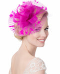 Kidukso Fascinator Hat Women Derby Feather Mesh Headband Rose Red by Deal US
