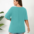 RWJ Women's Casual 3/4 Sleeve Crewneck Top Light Cyan Size L by Deal US