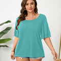 RWJ Women's Casual 3/4 Sleeve Crewneck Top Light Cyan Size L by Deal US