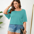 RWJ Women's Casual 3/4 Sleeve Crewneck Top Light Cyan Size L by Deal US