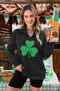 ALIREVERIE Womens St Patricks Clover Oversized Quarter Zipper Sweatshirt Size S by Deal US