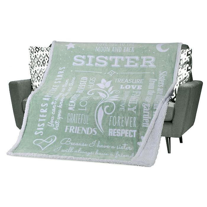 FILO ESTILO Sister Blanket Sherpa 60x50in Sage Green by Deal US