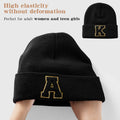 Lightbird Initials Beanie Winter Hat Black for Women Teens by Deal US