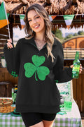 ALIREVERIE Womens St Patricks Clover Oversized Quarter Zipper Sweatshirt Size S by Deal US