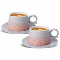 ZENS Ceramic Cappuccino Cups Set 2 Grey Pink 7.3oz Embossed Ceramic by Deal US