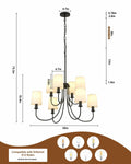 Mieloxiy 8 Light Modern Black Metal Linen Chandelier E12 Bulbs Not Included by Deal US