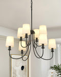 Mieloxiy 8 Light Modern Black Metal Linen Chandelier E12 Bulbs Not Included by Deal US