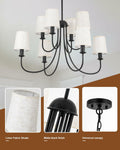 Mieloxiy 8 Light Modern Black Metal Linen Chandelier E12 Bulbs Not Included by Deal US