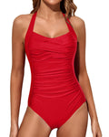 Tempt Me Women Red Tummy Control One Piece Push Up Swimsuit Halter Size 22W by Deal US