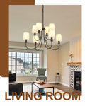 Mieloxiy 8 Light Modern Black Metal Linen Chandelier E12 Bulbs Not Included by Deal US