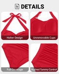 Tempt Me Women Red Tummy Control One Piece Push Up Swimsuit Halter Size 22W by Deal US