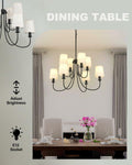 Mieloxiy 8 Light Modern Black Metal Linen Chandelier E12 Bulbs Not Included by Deal US
