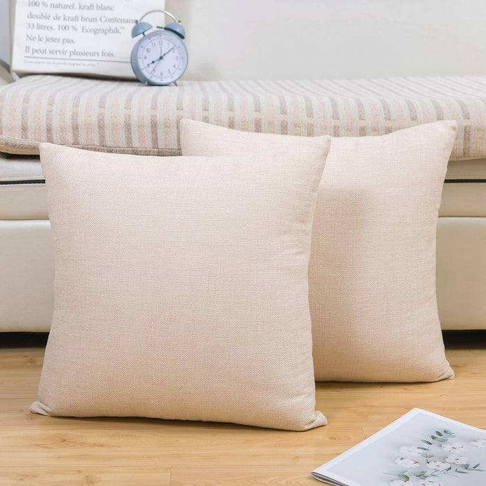 Jepeak Linen Throw Pillow Covers 20x20 Inch Butter Beige 2 Pack by Deal US